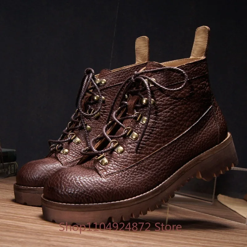 Designer Luxury Thick Sole Height Increasing Chelsea Boots Men's Shoes Work Genuine Leather Outdoor Ankle Boots Male Cowhide