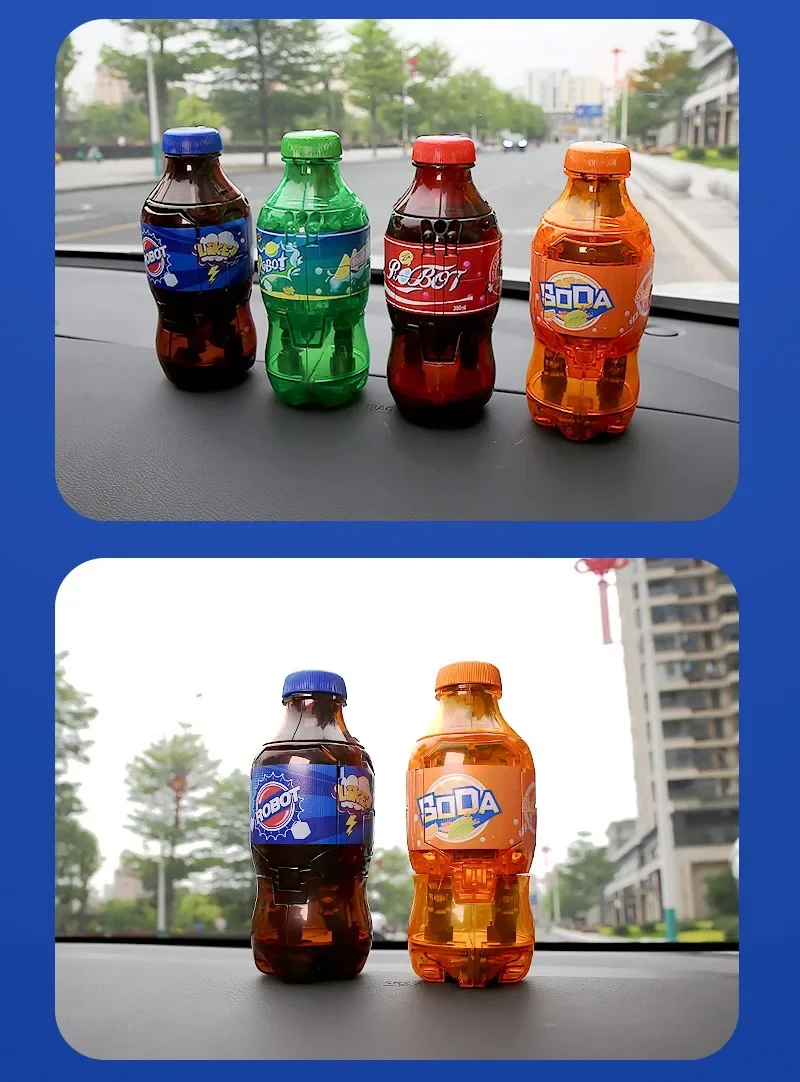 New style Bottled Soda Transformation Robot Creative Beverage Figurine model Funny kids toys birthday gifts home decor model