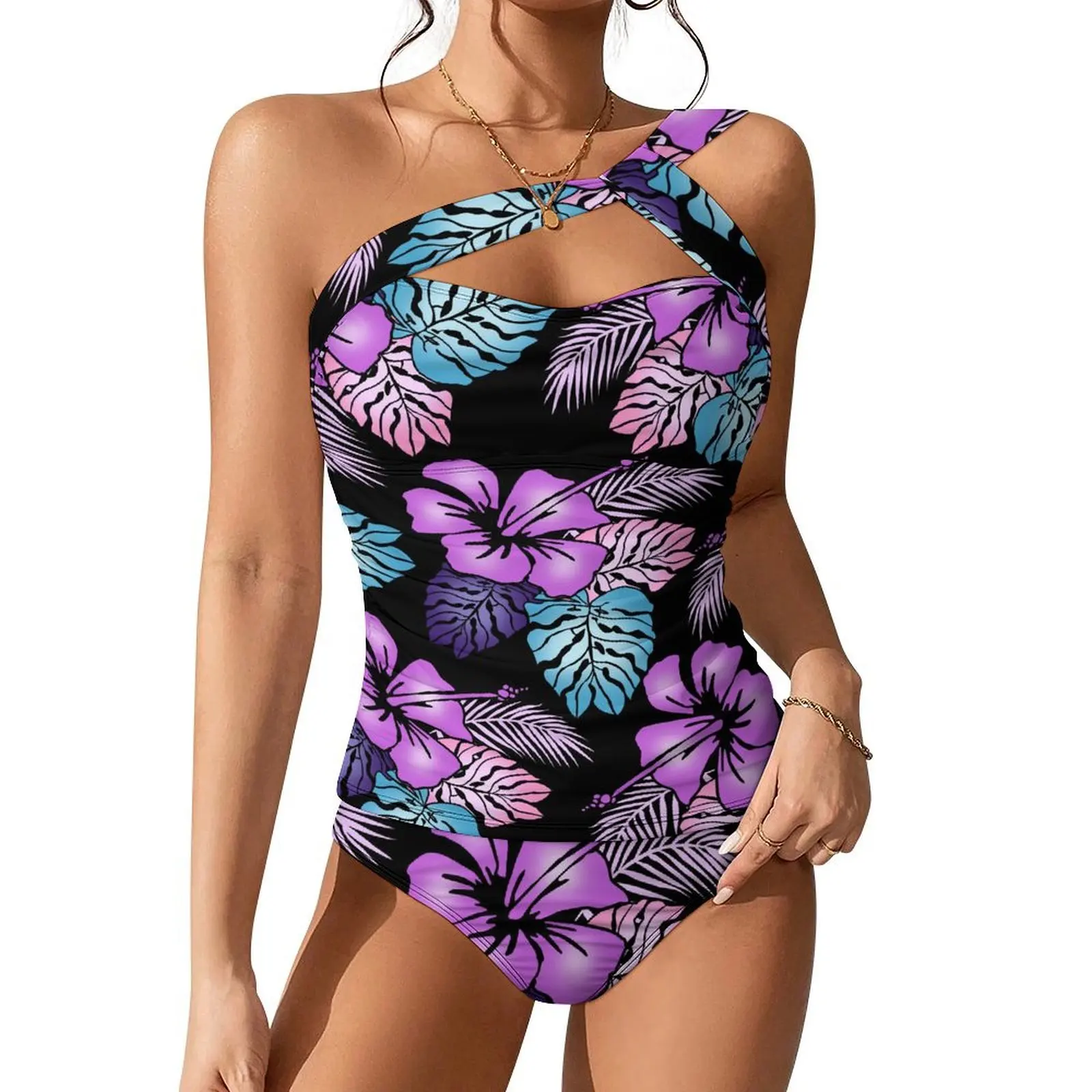 Estampa Floral Biquíni Sexy Polinésia, Padrão Personalizado, Novo Biquíni Cruz Strap, Seaside Holiday Swimsuit, Alta Qualidade, Direto da Fábrica