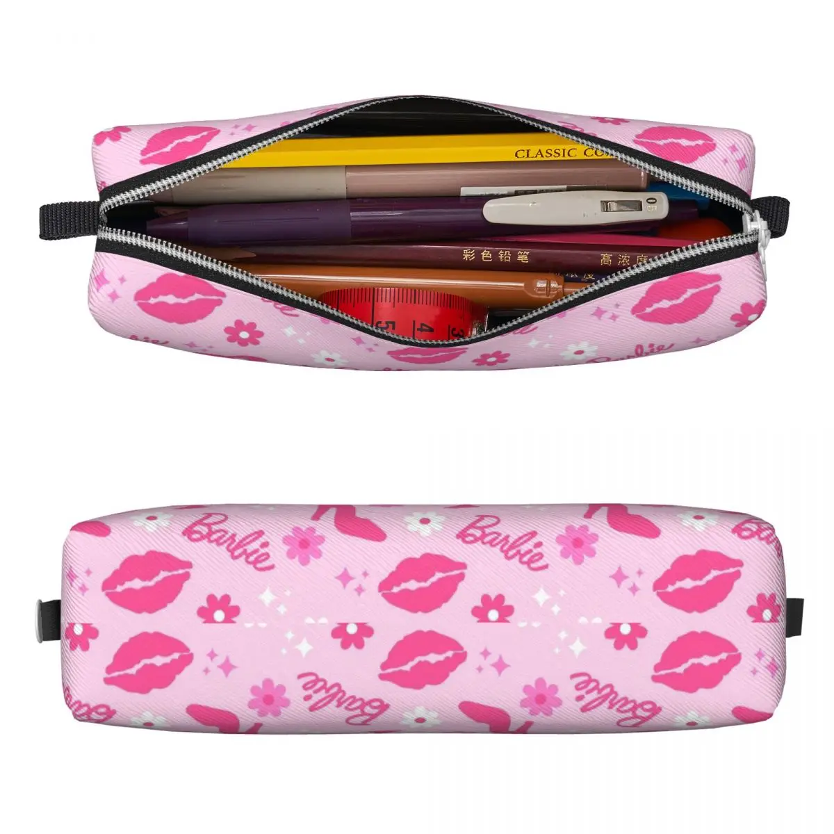 Imagem -02 - Cute Barbi Pencil Cases Pink Pen Box Bolsa para Menina Material Escolar Estudantil Lápis de Zíper Grande Capacidade