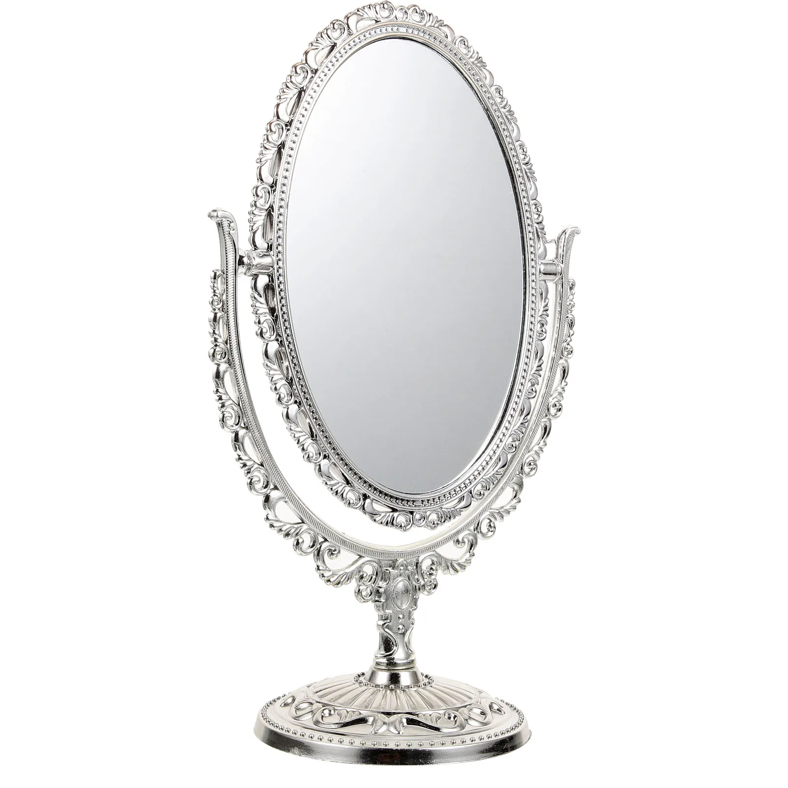 Miroir de maquillage de bureau Double face, 1 pièce, rotation à 360 °, rétro européen, décoration de salle de bains et de chambre à coucher