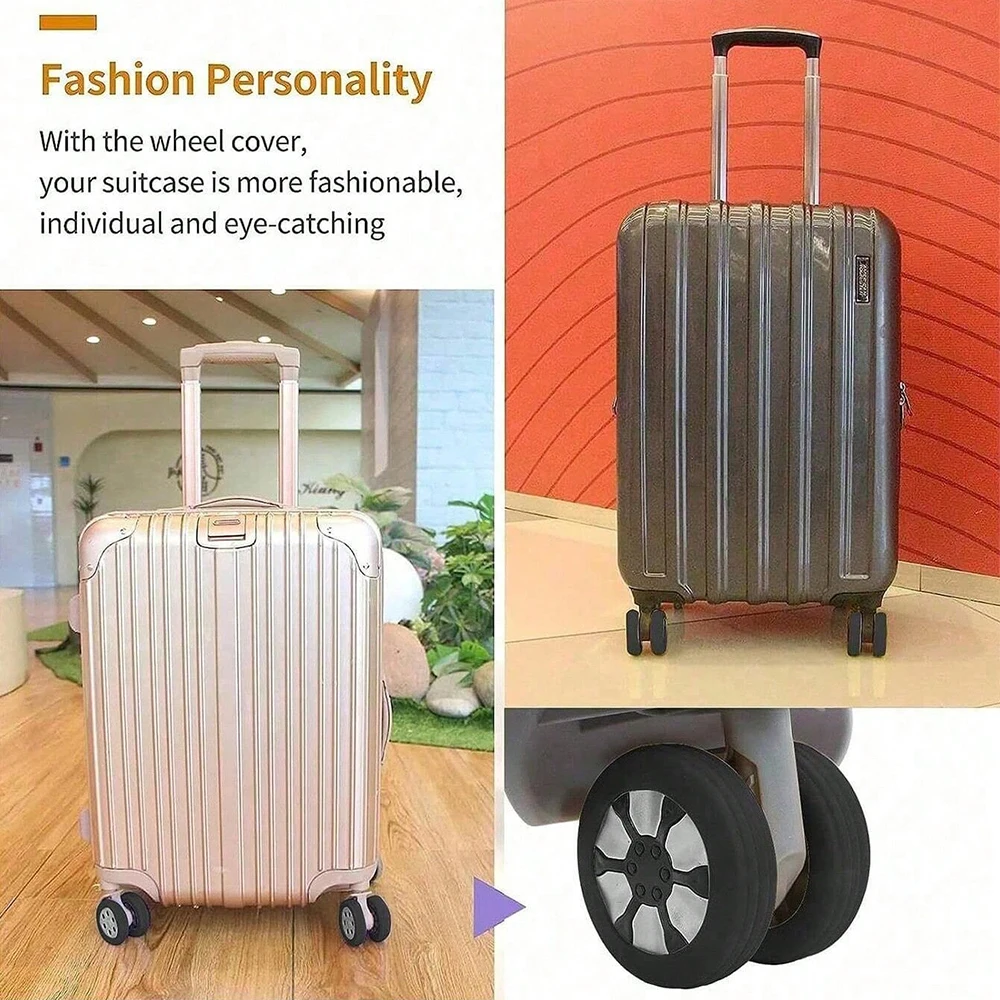 8PCS/Set Silicone Luggage Wheels Protector with Silent Sound Reduce Wheel Wear Suitcase Wheels Protection Cover.-zmt