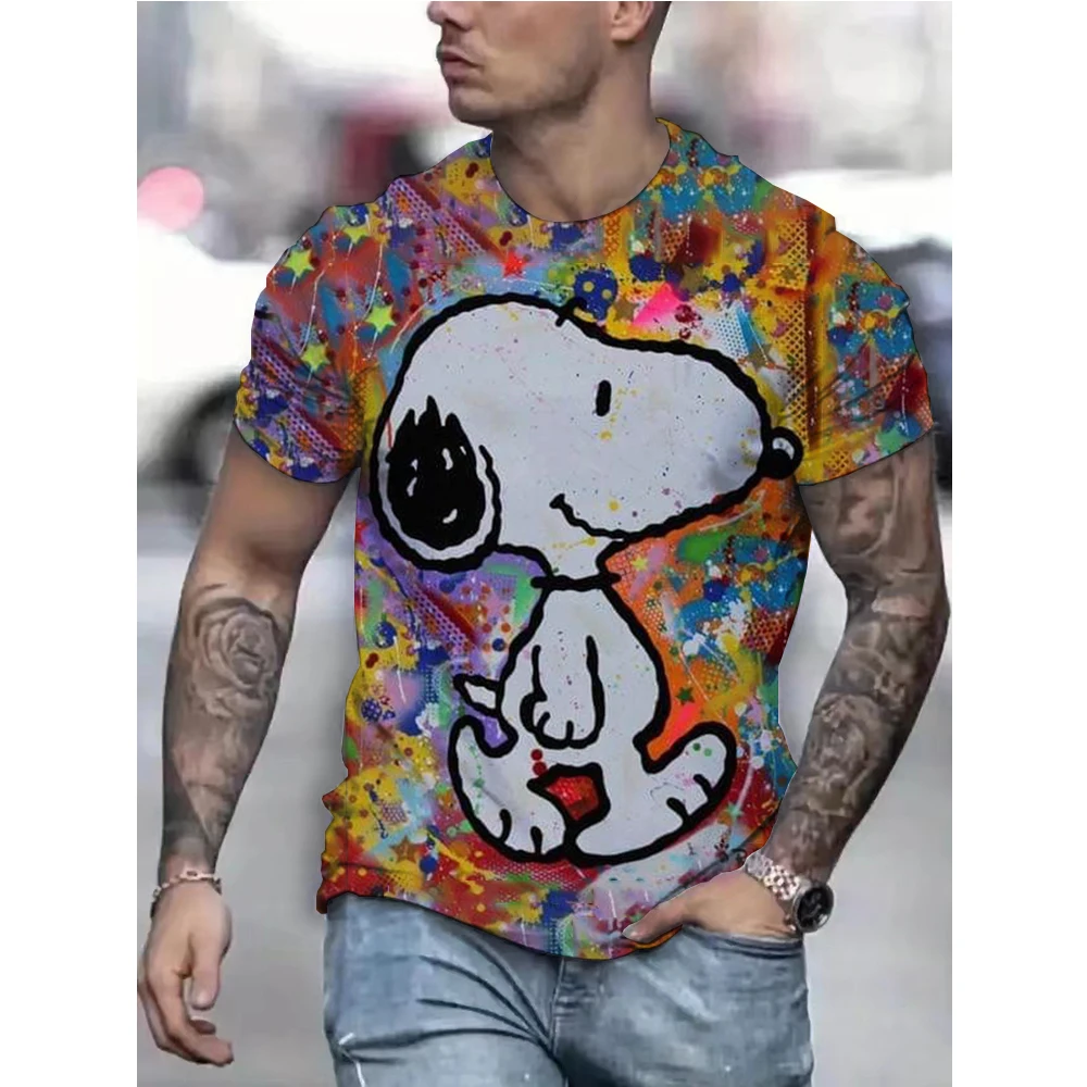 T-shirt Vintage da uomo personalità americana Snoopy print magliette da donna a maniche corte Casual Plus Size abbigliamento uomo top bambini