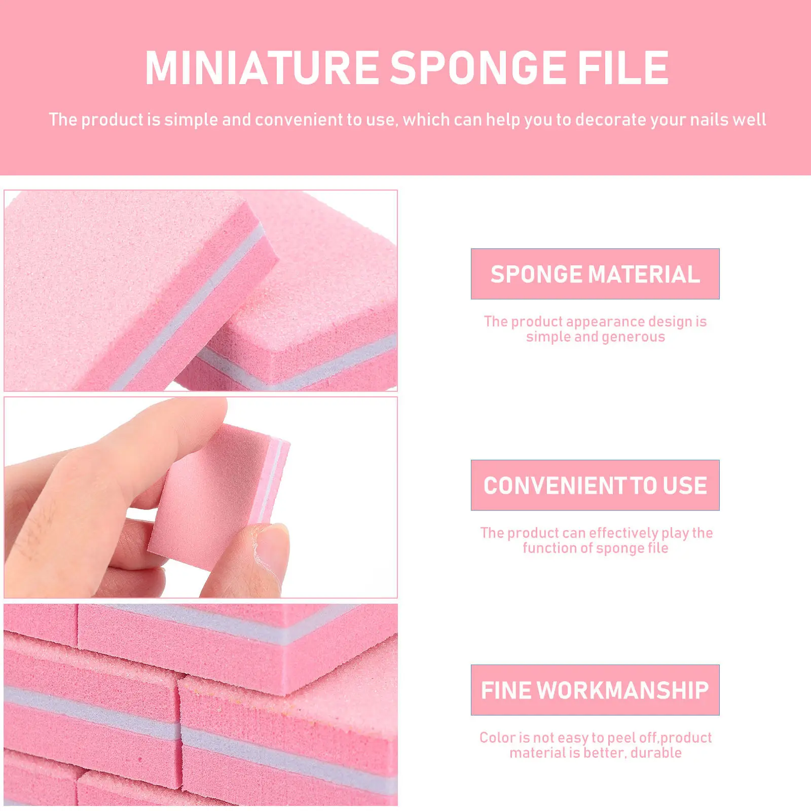 50Pcs Sponge Nail Files Manicure Buffer Blocks for Acrylic False Natural Nails Shaping Filing Buffing Polishing Smooth Finish