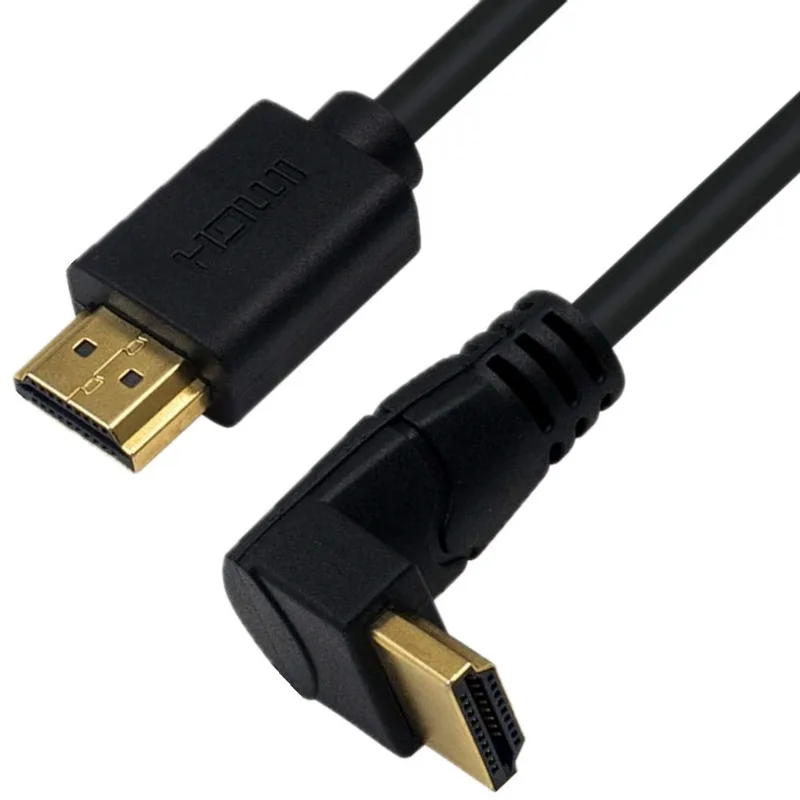 كابل HDMI 4K 2.0 60 هرتز 1.8 متر مطلي بالذهب عالي السرعة بزاوية مباشرة لشاشة تلفزيون الكمبيوتر