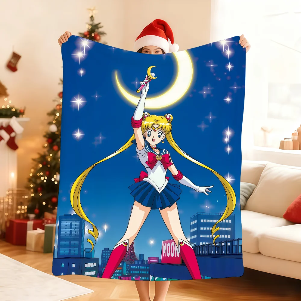 S-SailorS Anime M-MoonS Anime Blanket For Soft Throw Blanket for Picnic Bed Sofa Home Bedroom Cozy Warm Comfortable