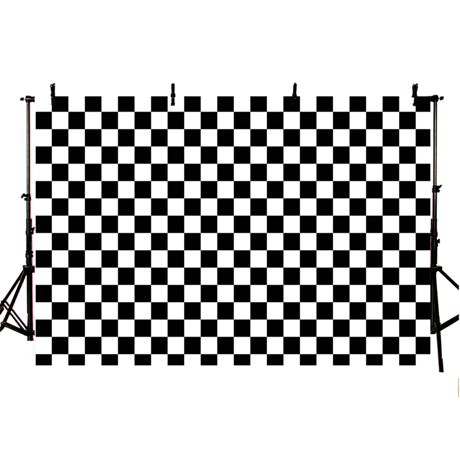 AIBIIN Simple Racing Grid Photography Backdrop Black and White Checkerboard Birthday Party Decor Baby Shower Portrait Background