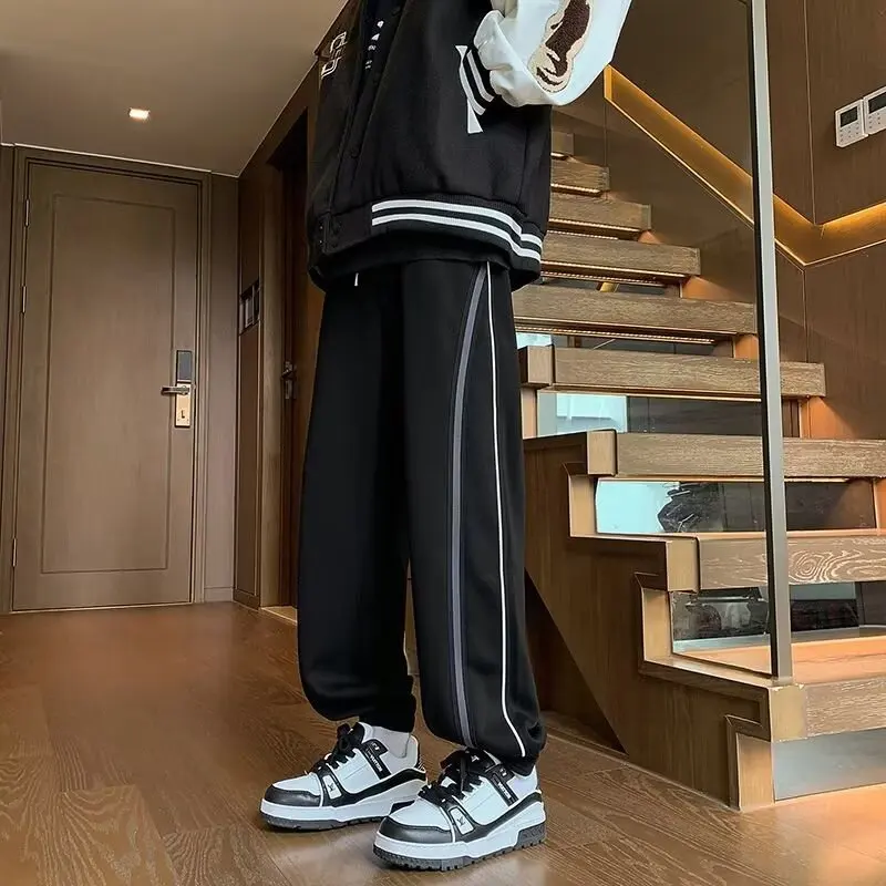 

Повседневные спортивные брюки для мужчин, весна-лето, большие размеры 200, винтажные модные длинные брюки в американском стиле High Street Sle