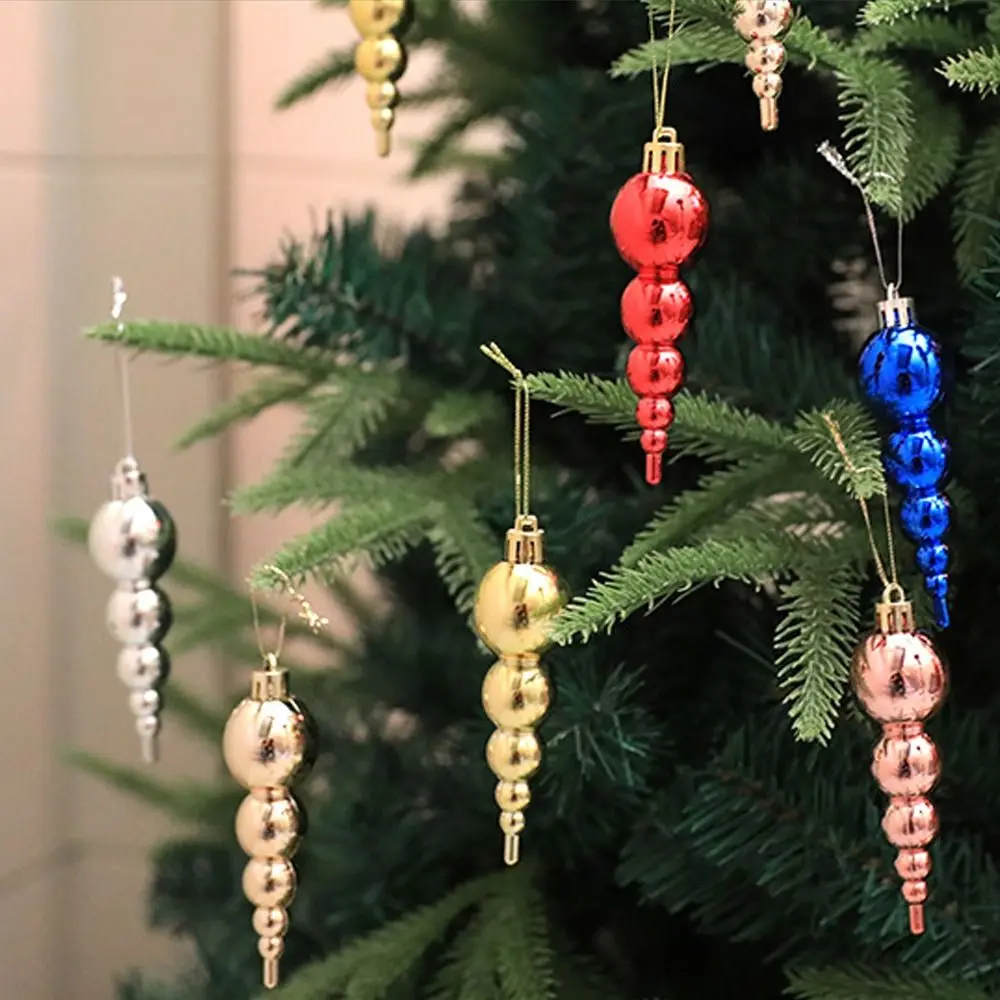 

6pcs Painted Christmas Gourd String Pendant Reusable Shatterproof Christmas Tree Hanging Balls Elegant Xmas Tree Ornaments