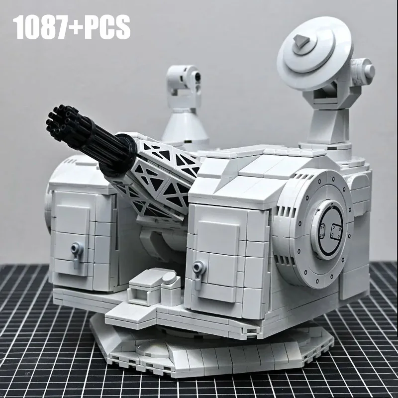 Military MOC 1087pcs Destroyer H/PJ-11 Type 11 Barrel 30mm Naval Gun Building Blocks DIY Weapon Bricks Toys For Children Gifts