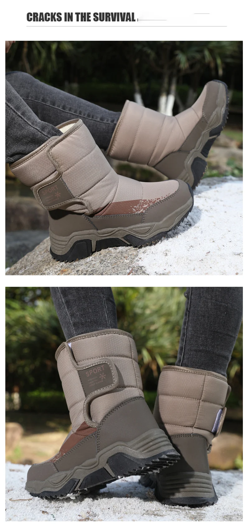 Kinder-Schneestiefel Winter High-Top Kinderschuhe mit Klettverschluss Baumwollschuhe für Schüler Outdoor Bequeme Rutschfeste Stiefel mit Dicker Sohle – Detail 17