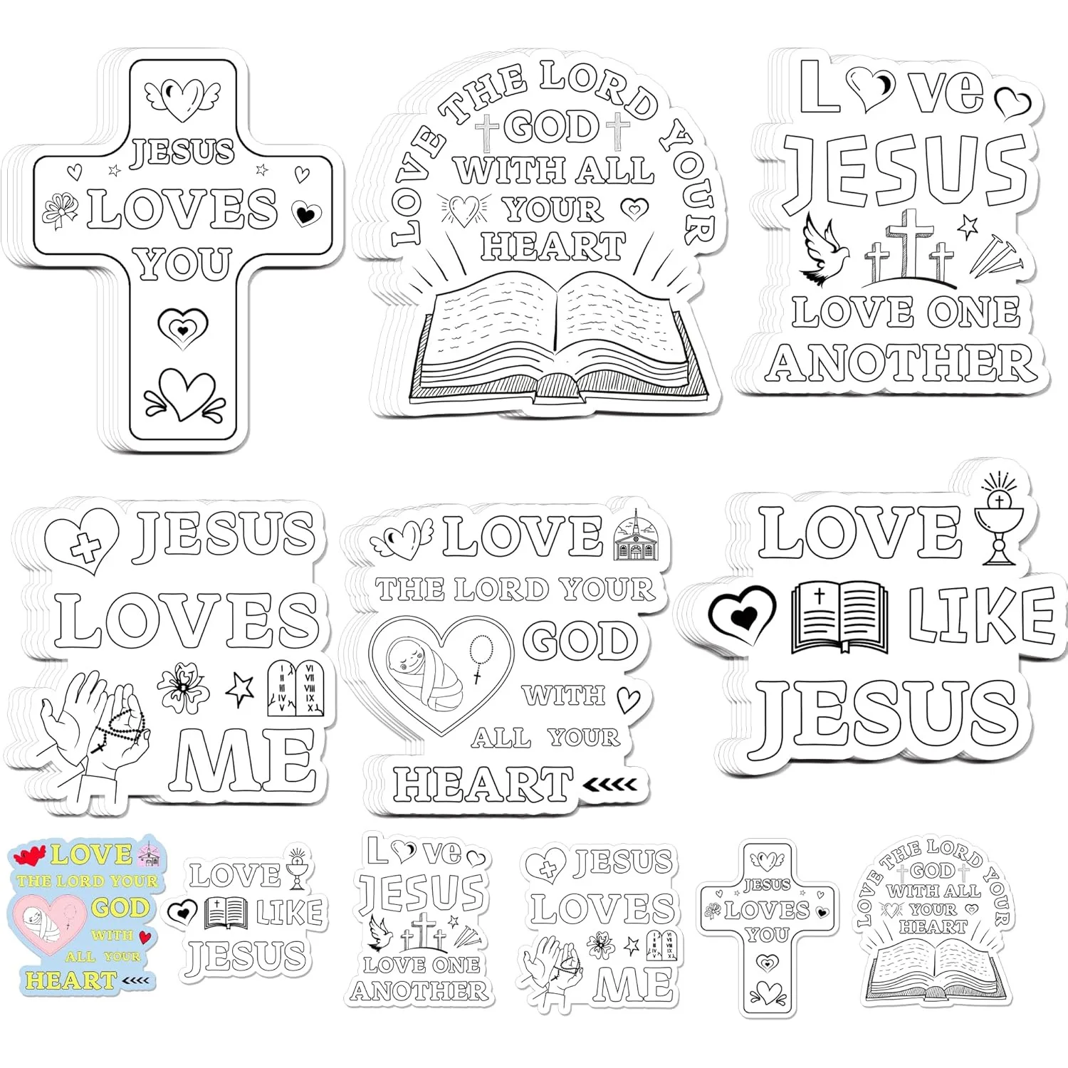 

Христианские библейские поделки для детей, 30 шт., Иисус любит меня, раскрасьте свои собственные поделки своими руками - религиозные крестики-раскраски для воскресенью