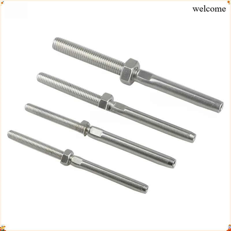 Stainless Steel 316 European Straight Bar Wire Rope Press Quick Connector Guardrail Staircase Tensioning Linking Device