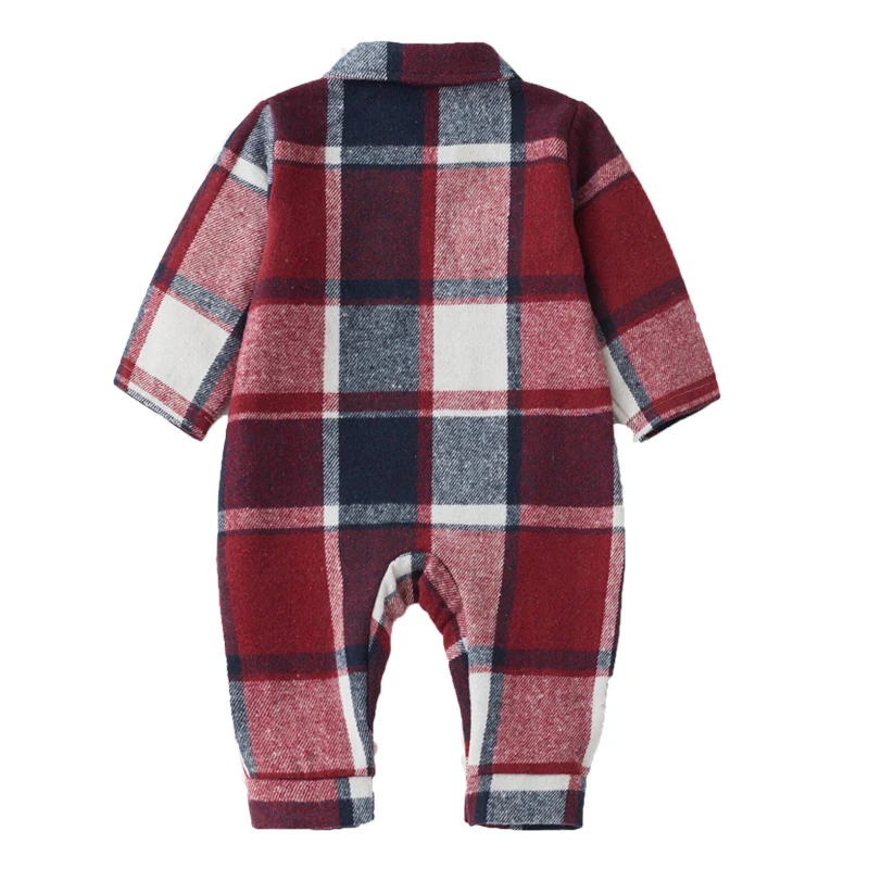 Kids Checked Cotton Flannel Jumpsuit Soft Warm Romper Baby Boys And Girls Comfortable Sleepwear