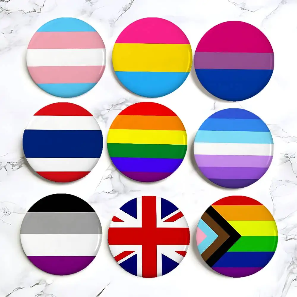 Genderfluid Pride Original Asexual Flag Badges Tinplate Soft Button Pin Brooch Metal Badge Custom Jewelry Accessories Bag Lapel