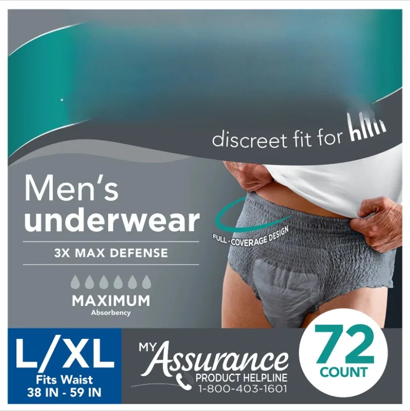 

Men's Incontinence Underwear, Large, Maximum Absorbency, 72 Count