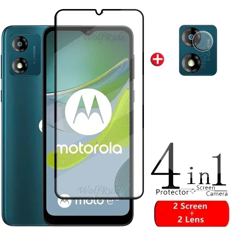 

4 в 1 для мотоцикла Moto E13 стекло для Moto E13 закаленное стекло 9H полное клеевое покрытие Защита экрана для Moto E 13 E13 стекло для объектива