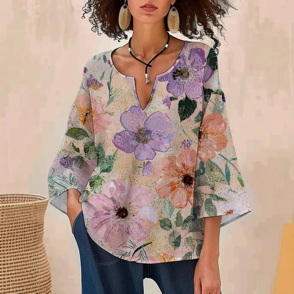 خريف جديد المرأة الأعلى عارضة زهرة القمصان Blusa الأنثوية طويلة الأكمام قمم للنساء Бluosna