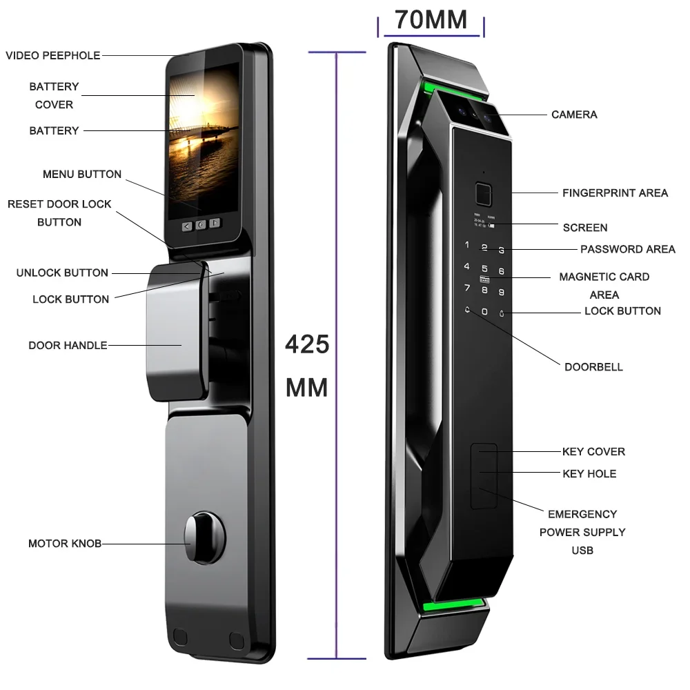TUYA WIFI Smartlock Digitale Tuya Smart Door Lock Impronta digitale Cerradura Inteligente Chiave per impronte digitali Password Card Smart Lock