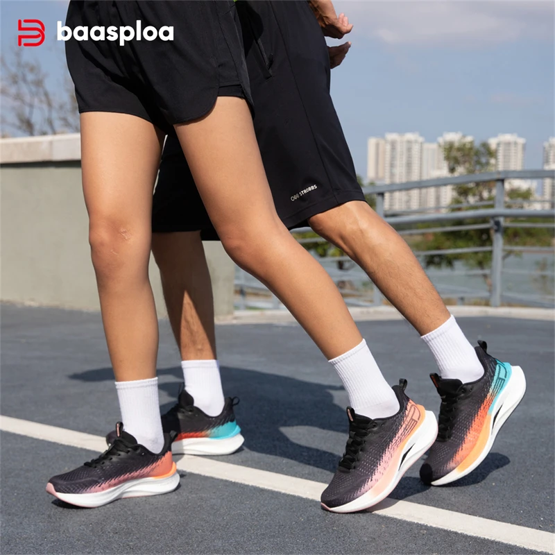 

Baasploa Couple Running Shoes Breathable Lightweight Professional Train Sport Shoes Men Women Carbon Plate Male Sneakers Outdoor