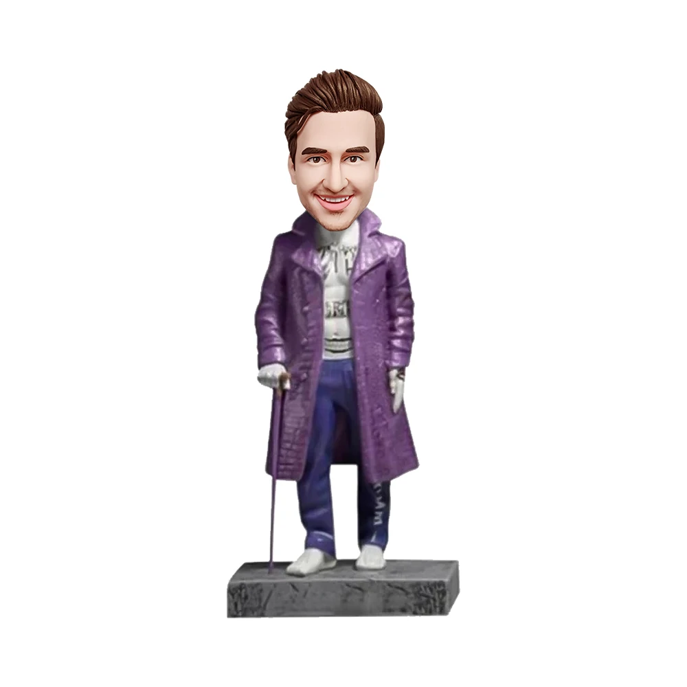 Muñeca Bobblehead personalizada, muñeca Bobblehead personalizada sosteniendo una bastón, decoración de escritorio, totalmente hecha a mano según la foto