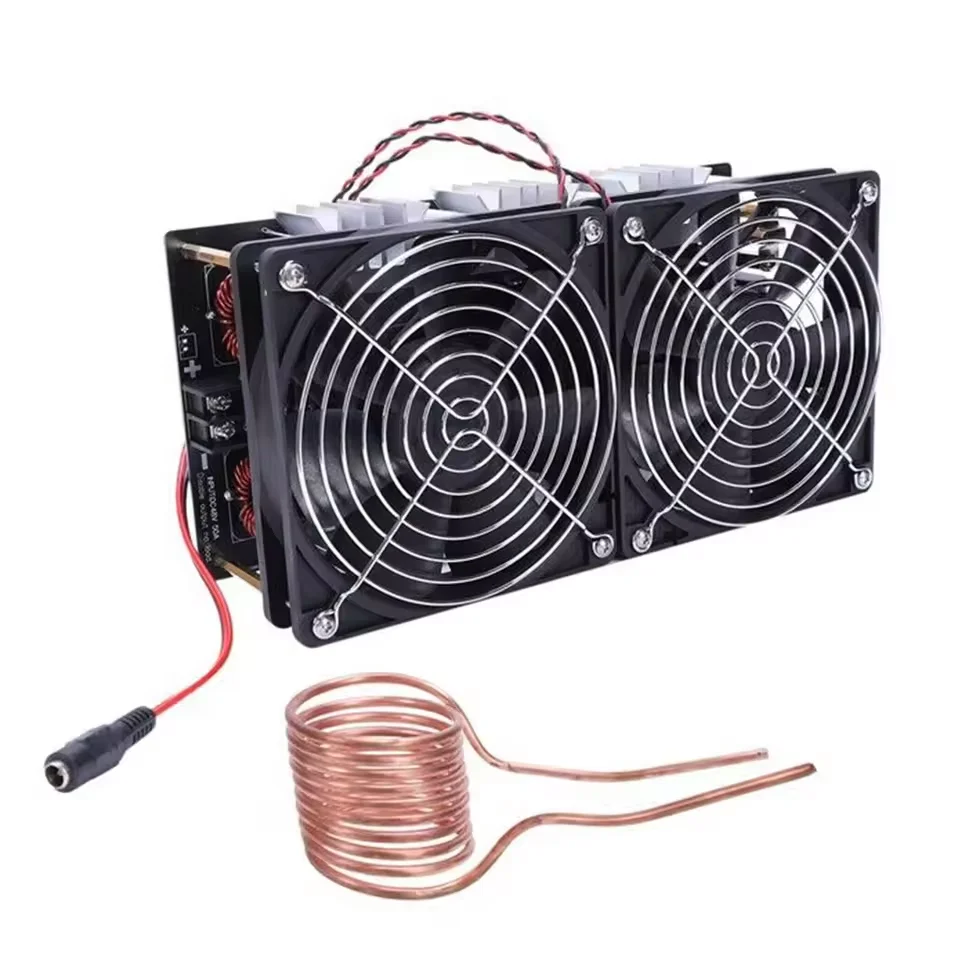 4000W ZVS Power Supply Module Low Voltage Flyback Driver Heater Coil High frequency Heating PCB Board Melted Metal+Coil+Pump 80A