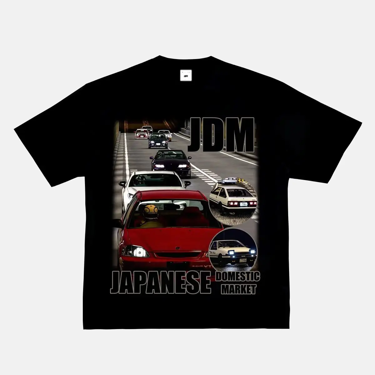 

JDM T-shirt Modified Car Culture Short-sleeved T-shirt Small Neckline Hiphop Top Men's and Women's Vintage Casual Versatile Top