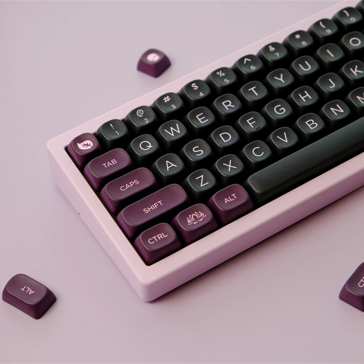 gmk black lotus pbt keycaps grupo sublimacao de tintura perfil moa para mx switch gaming teclado mecanico 625u 7u espaco 126 chaves 01