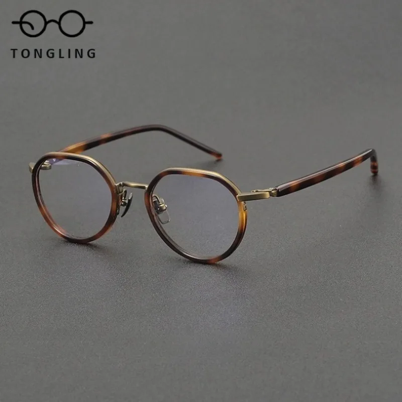 

Fashionable Women Pure Titanium Men College Student High-Quality Acetate Glasses Frame Can Be Equipped with Prescription Lenses