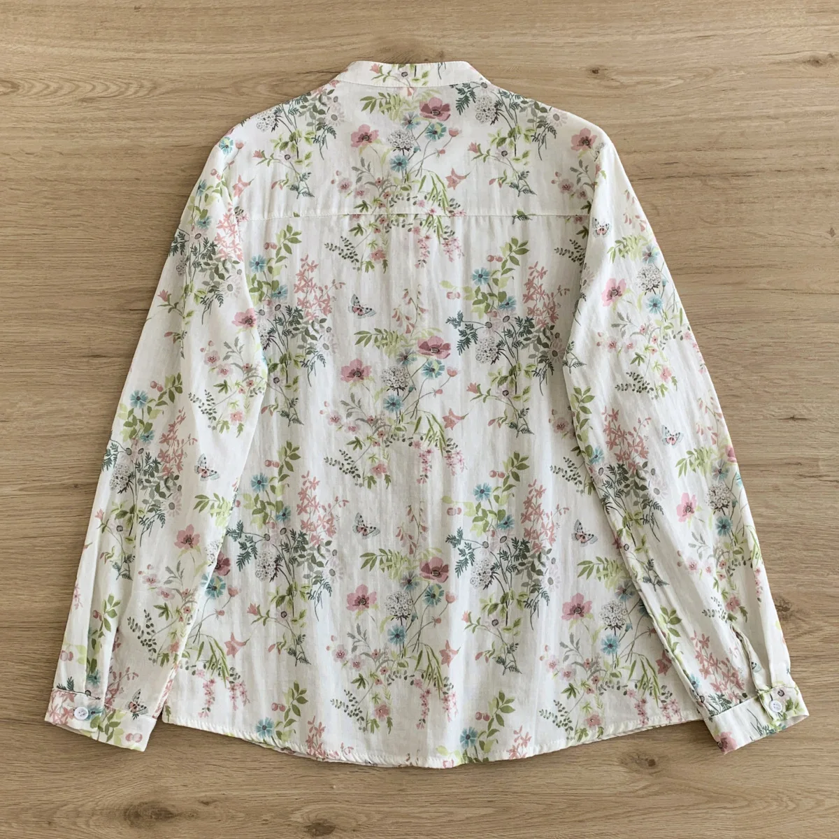 New Summer Cotton Long Sleeve Shirt, Women Stand Collar Print Tops, Mori Girl Casual Fashion Loose Blouse, Autumn T48420QM