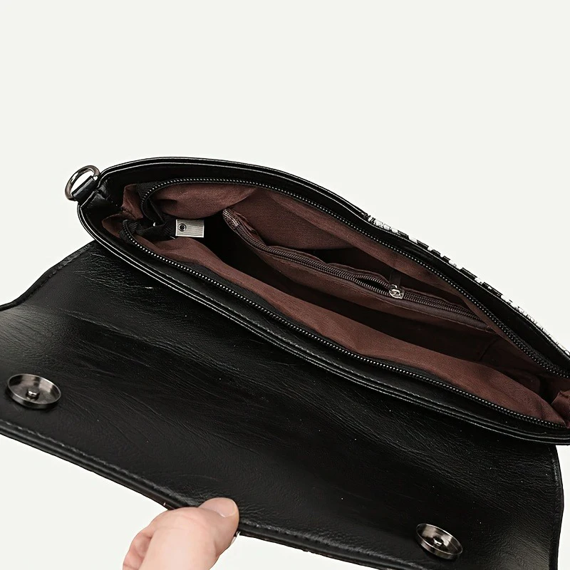 Damenhandtasche im Vintage-Stil mit Krokodildruck, stilvolle Umhängetasche mit abnehmbaren Trägern, leichtes Alltagsaccessoire – Detail 7
