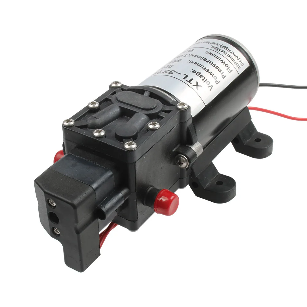 Bomba de diafragma de alta presión en miniatura, 12V, 80W, 6L/Min, con interruptor de presión, tipo bomba de CC multifunción