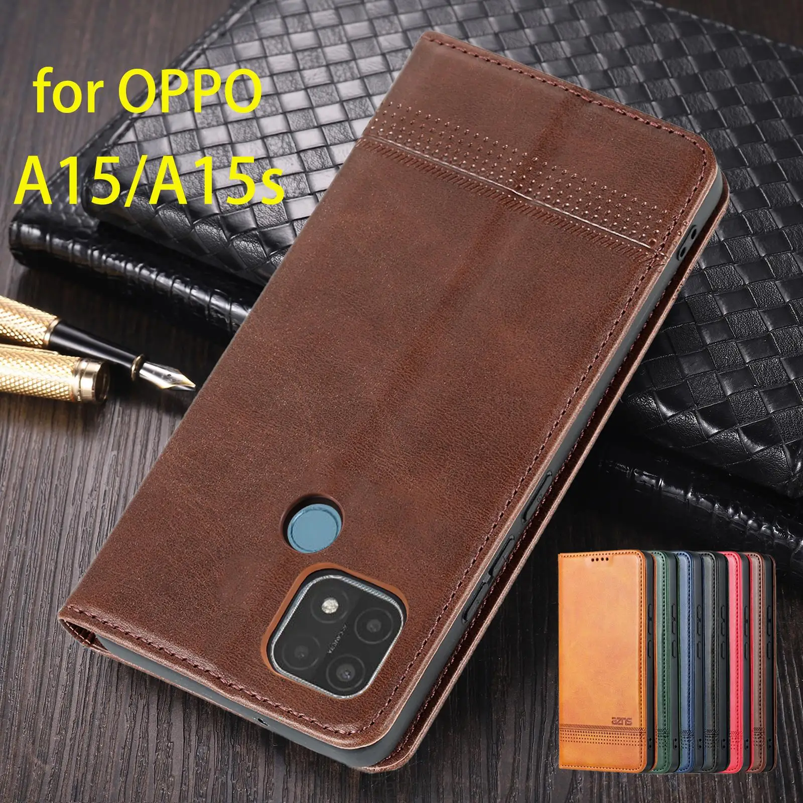 Deluxe Magnetic Adsorption Leather Fitted Case for OPPO A15 A15s OPPO A15 s Flip Cover Protective Case Capa Fundas Coque