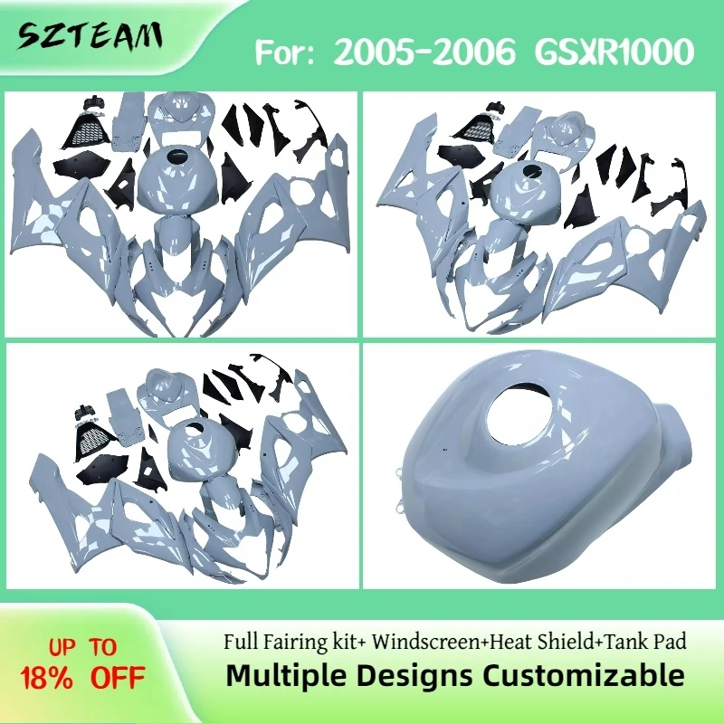 For GSXR 1000 2005 2006 ABS Replacement Fairing Kit 05 06 GSXR1000 Sportbike Custom Bodywork Motorcycle Fairings Nardo Grey