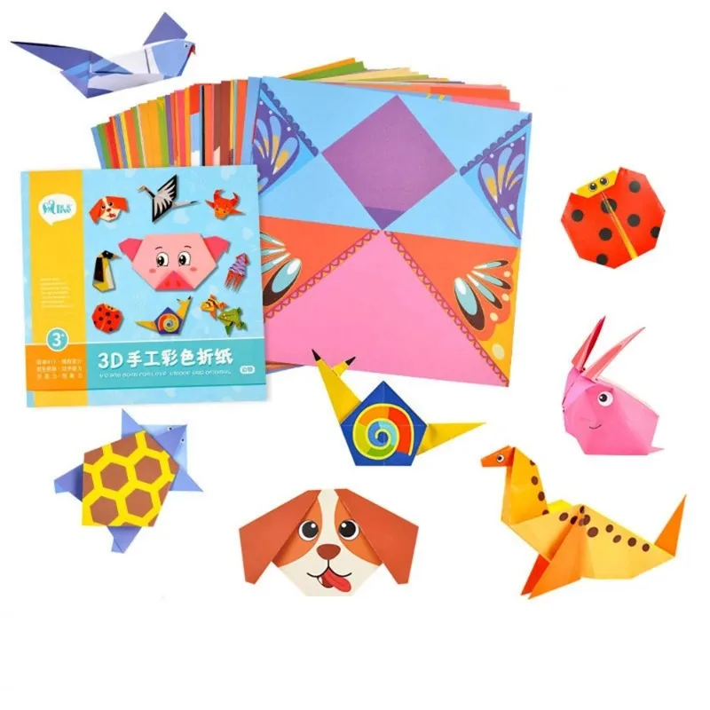 

54 Pages 3D Cartoon Animal Montessori Toys Kids DIY Craft Toy Origami Handcraft Paper Art Learning Educational Toys for Children