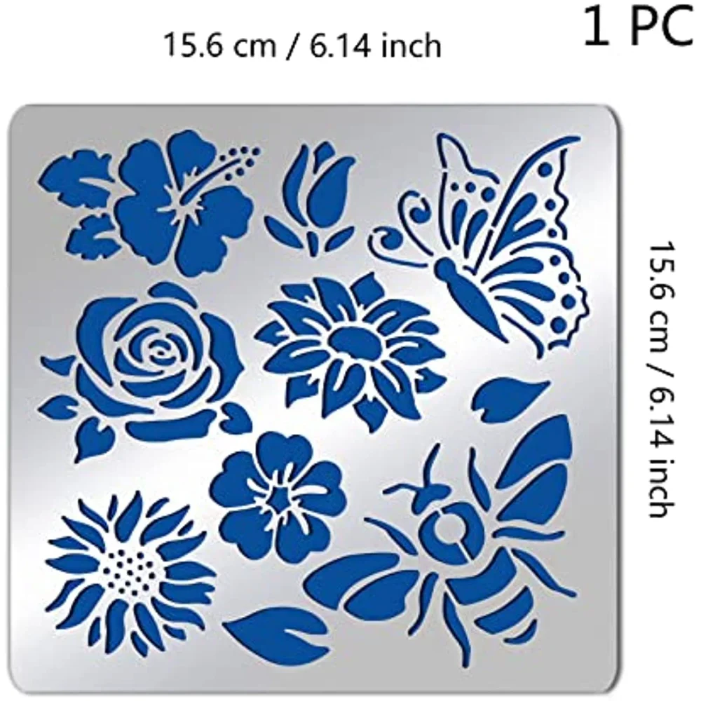 Flower Tulip Matte Metal Stencils, Butterfly Bee Stencil Template for Painting Wood  Leather Burning Engraving Scrapbooking