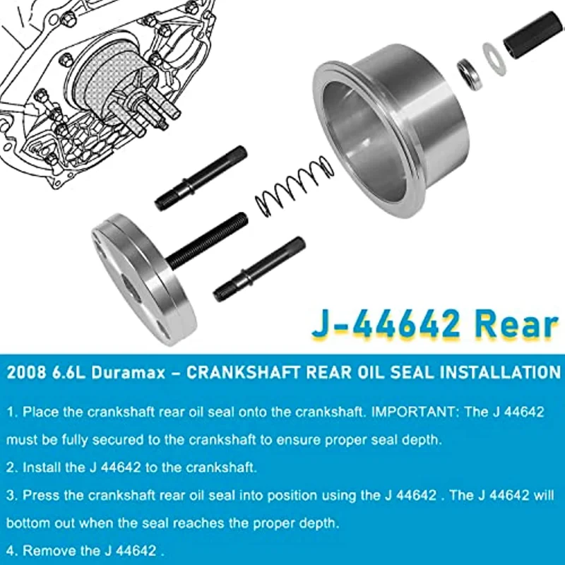 ChuangQian J-44642 Rear Crankshaft Seal Wear Sleeve Installer Tool For Isuzu Duramax 2001-Later GMT800 2500HD 3500 6.6L Engine