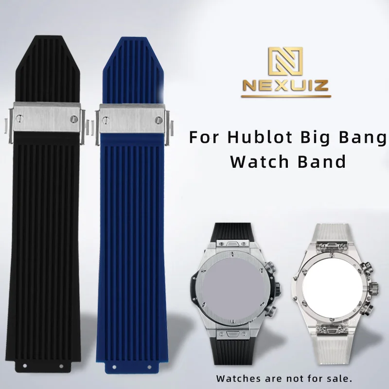 For Hublot Big Bang Classic Fusion Silicone Watch Strap Special Convex Interface Rubber Band Waterproof Bracelet Folding Buckle