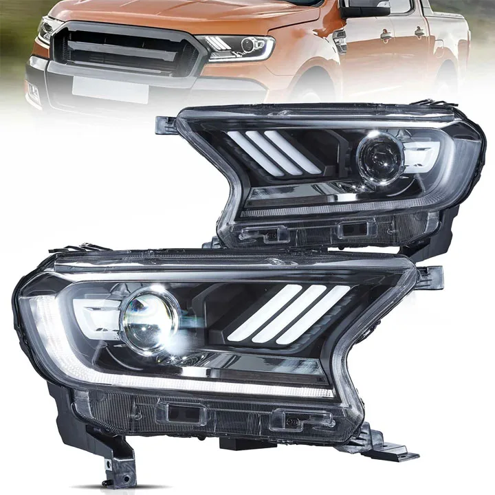 For  Ranger T6 T7 Mustang Style Xenon Headlight Set + DRL Feature 2011-2019
