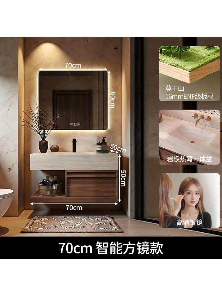 

New Chinese walnut bathroom cabinet bone line washbasin cabinet combination toilet washstand