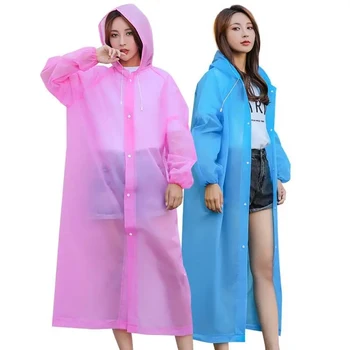 1PC Women Waterproof Long Raincoat Waterproof Hooded EVA Rain Jacket Man Poncho Outside Hiking Rainwear Clothing Men Rain Coat