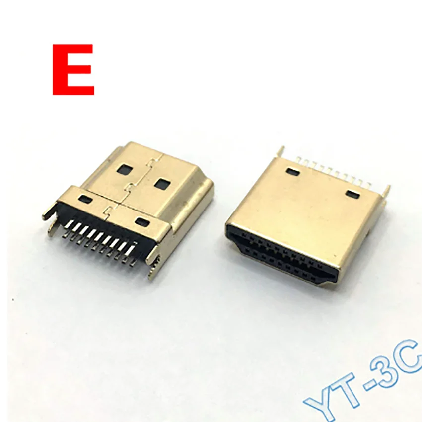 5PCS New HDMI 20P Male Plug Connector HDMI Female Socket Jack HDMI Repair Replacement Soldering PCB Board DIY Part Connector