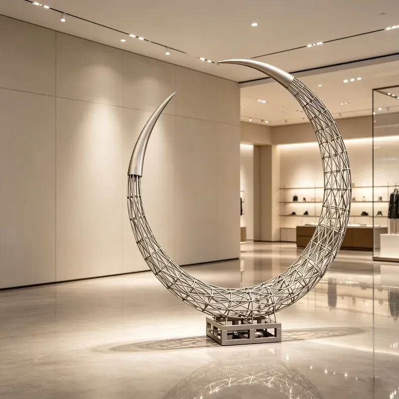 Mirror Polished Stainless Steel Abstract Twisted Sculpture with Custom Color and Customer Logo Modern Metal Art for Hotel