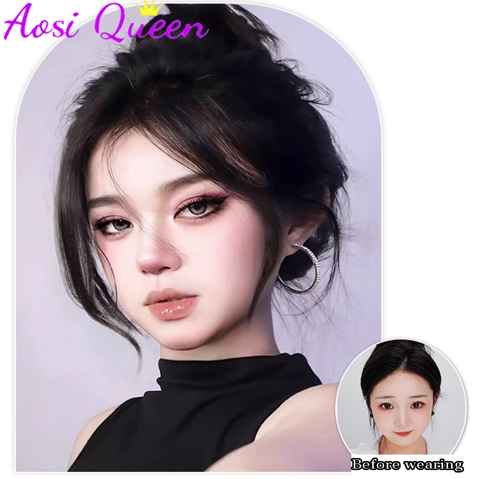 AOSI Eight-character Bangs Wig Piece For Women To Increase Hair Volume And Naturally Fluffy Bangs Replacement Piece