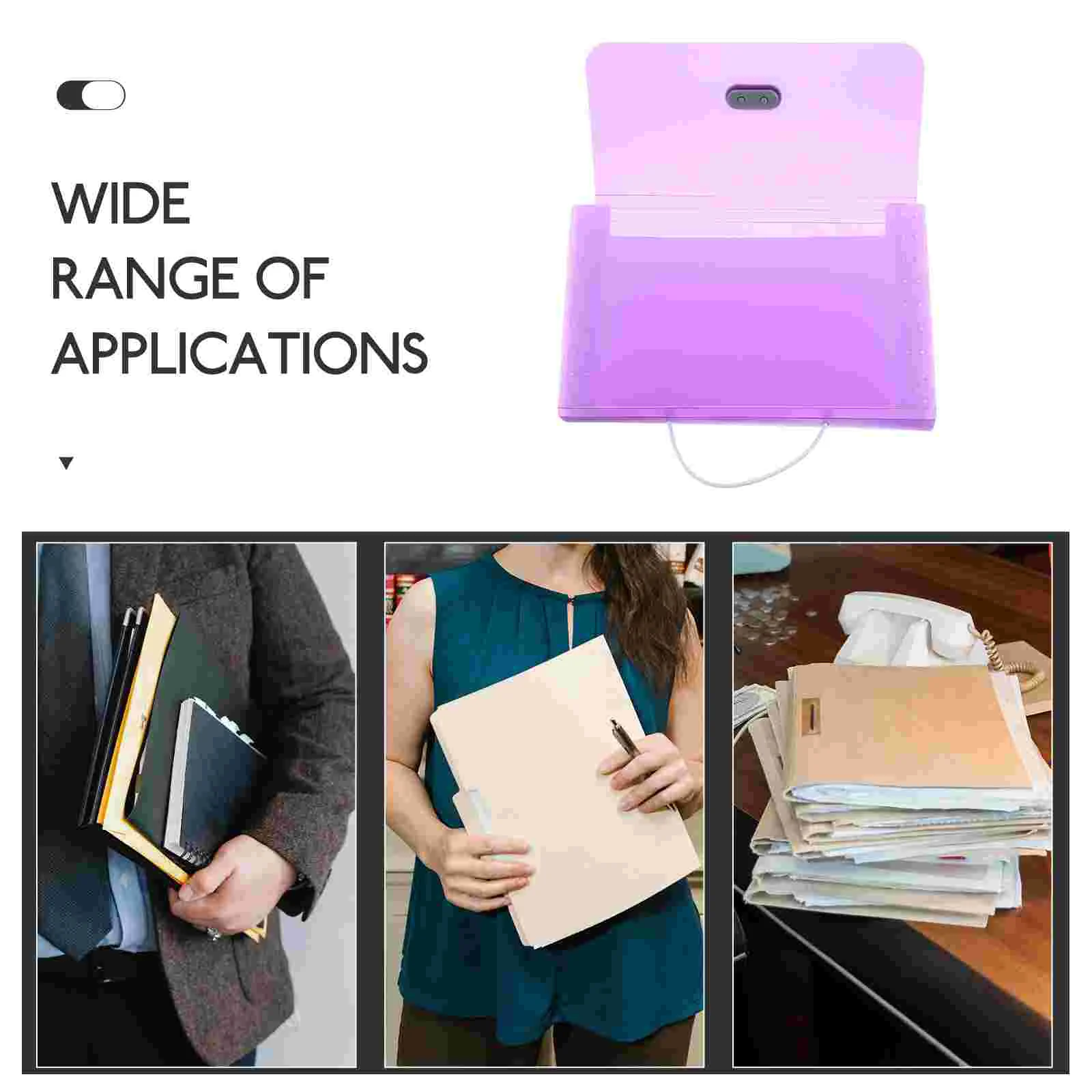 Expandable File Folder Bill Receipt Accordion Organizer Document Purple Desktop Portable Office