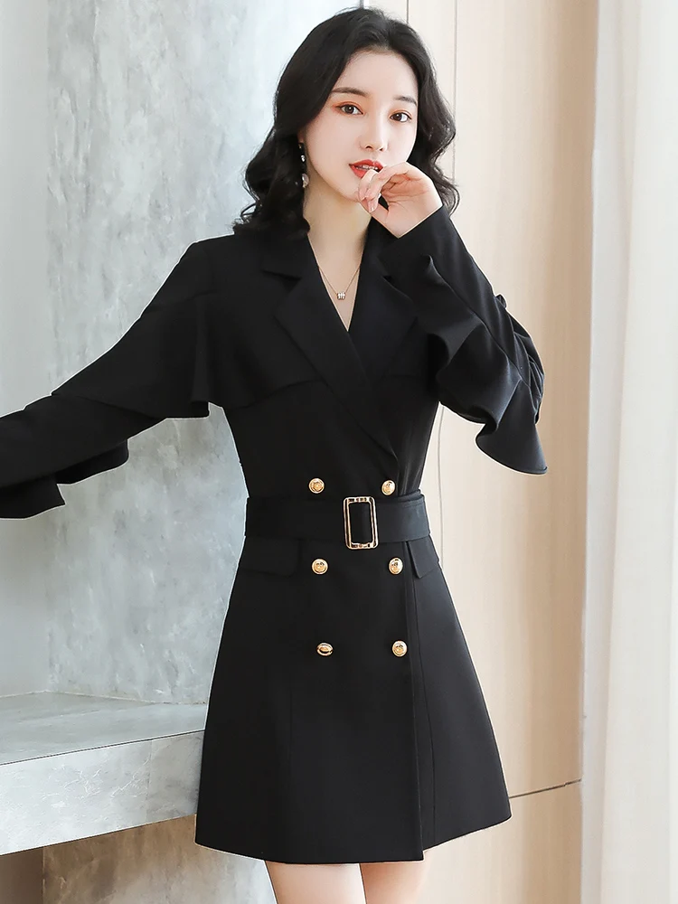 High end Luxury Dress New 2024 Women's Gothic Hepburn Style Black Noble and Elegant temperament Autumn/Winter Suit Dress