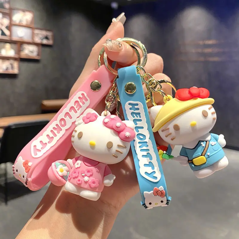 Teacup Key Chain Women Cute Cartoon Hello Kitty Keychain Girl