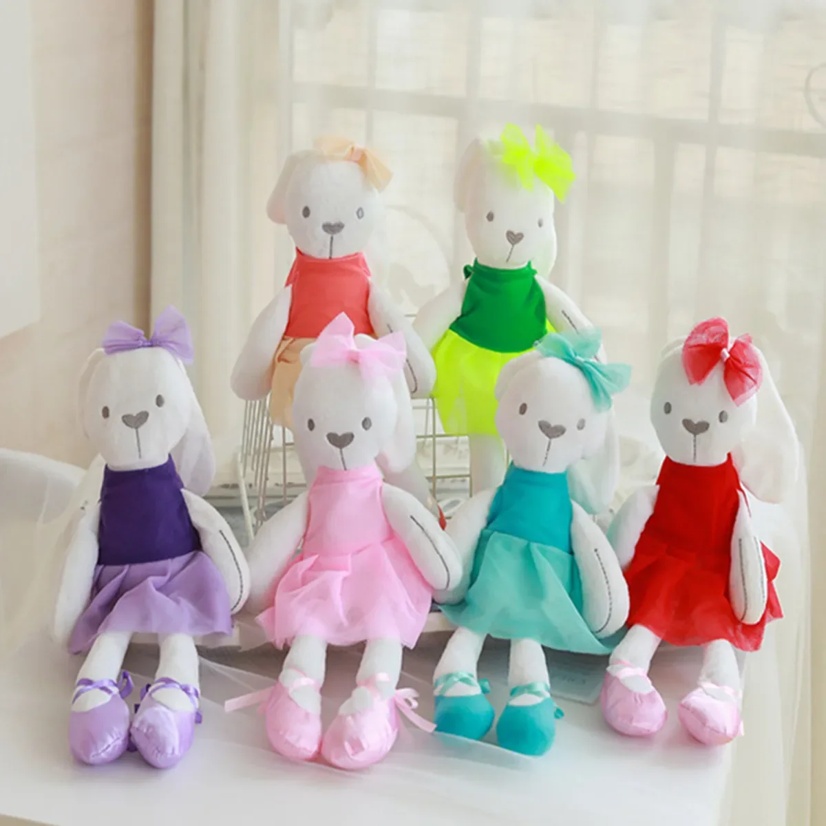 42cm Hot Sale Cute Rabbit Toy For Baby Girls Kids Soft Kawaii Toy Children Big Bedding Pillow Baby Girls Bow Dress Pets Toys