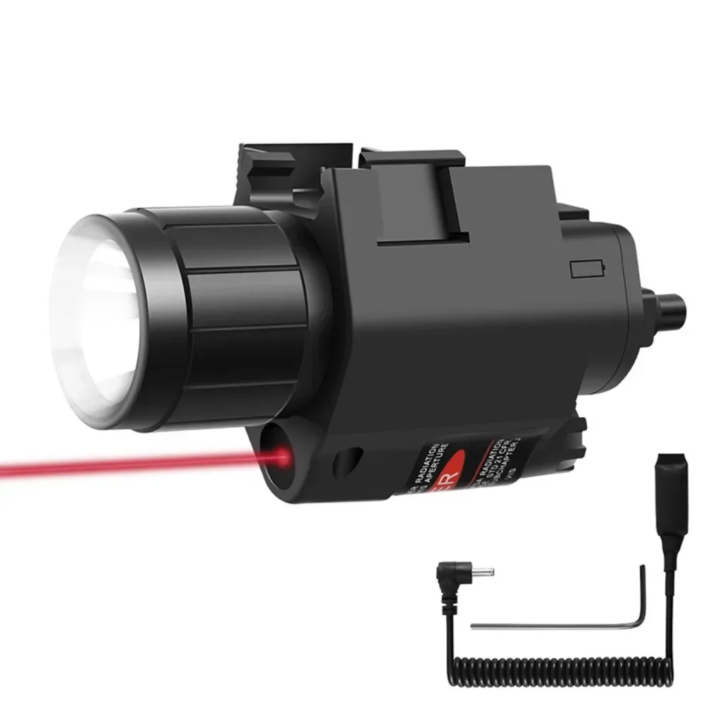 

Powerful Nylon Plastic Tactical Led Flashlight 800LM Combo Red La-ser Weapon Gun Light for Outdoor Hunting Fit 20mm Rail