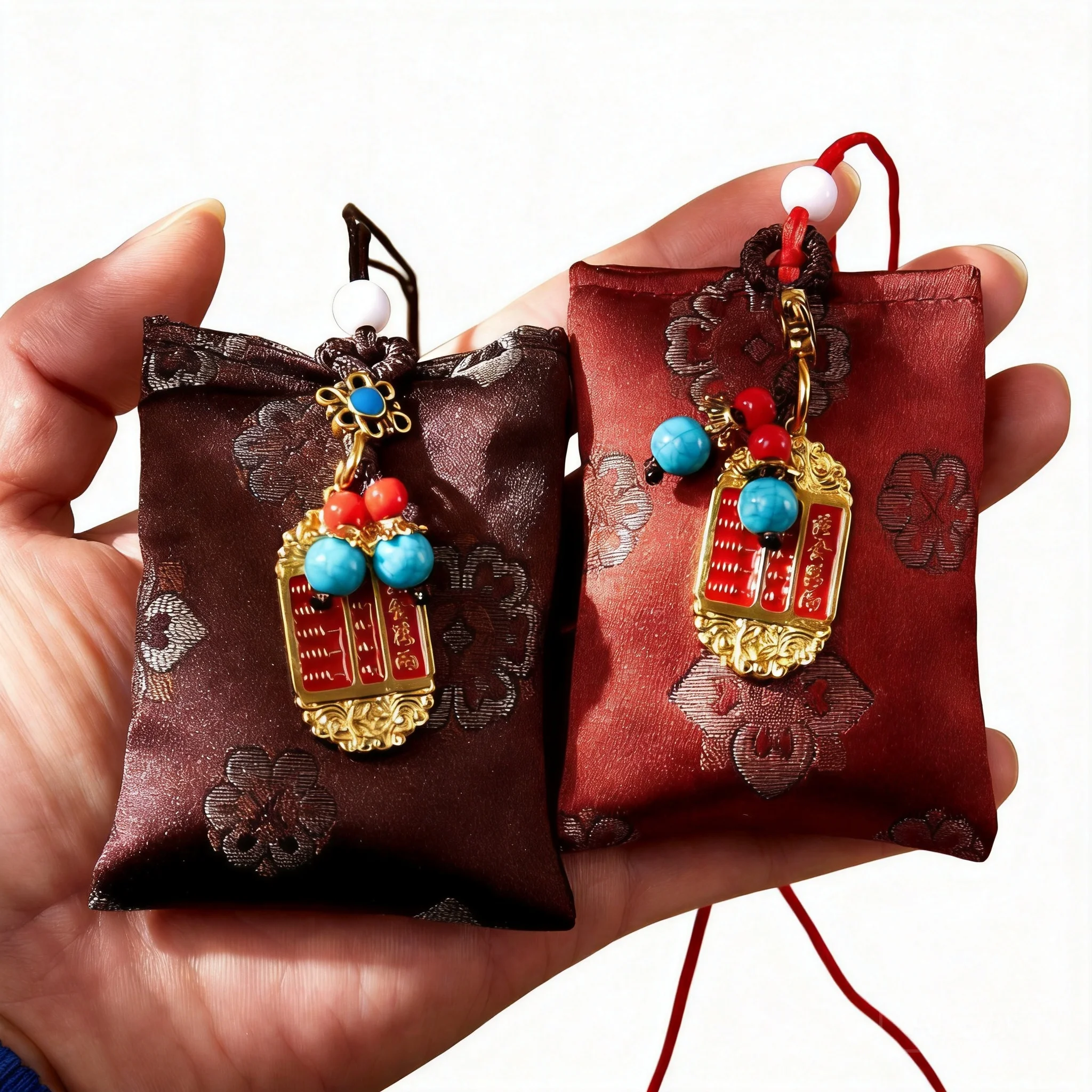 Chinese Style Lucky Fortune Attracting Abacus Pendant Traditional Song Brocade Sachet Blessing Small Pouch Car Bag Hanging Ornam